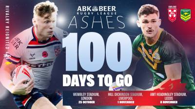 100 DAYS TO GO: RUGBY LEAGUE STARS UNITE TO COUNT DOWN TO HISTORIC ENGLAND VS AUSTRALIA ASHES SERIES